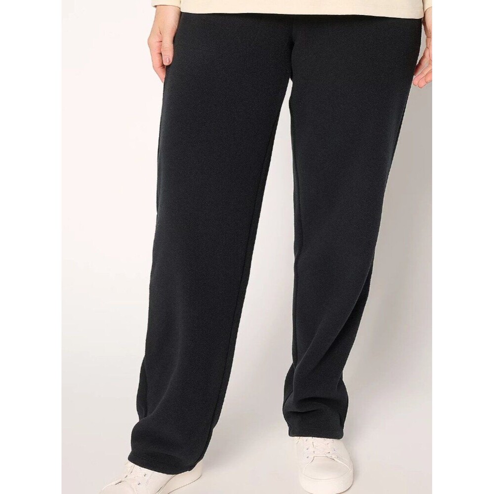 Denim & Co. Active Tall Fleece Straight‑Leg Pants Black XL Tall NWT